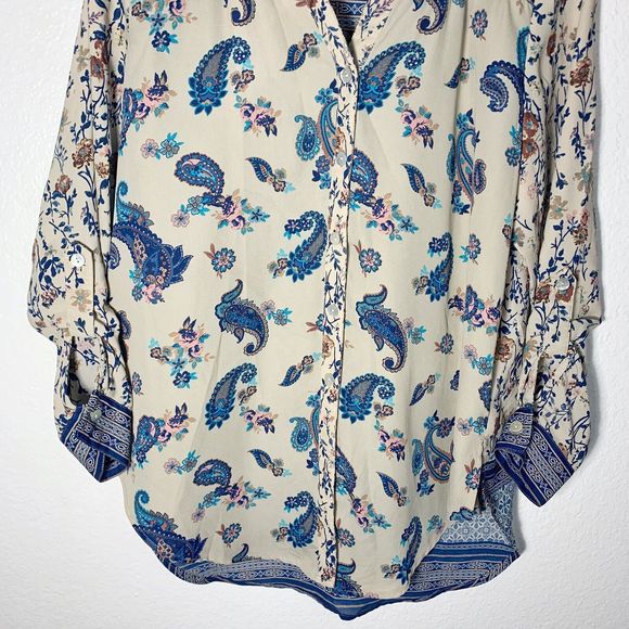 Anthropologie Fig And Flower Floral Paisley Shell Button Latch Sleeve Size Small - Picture 3 of 11